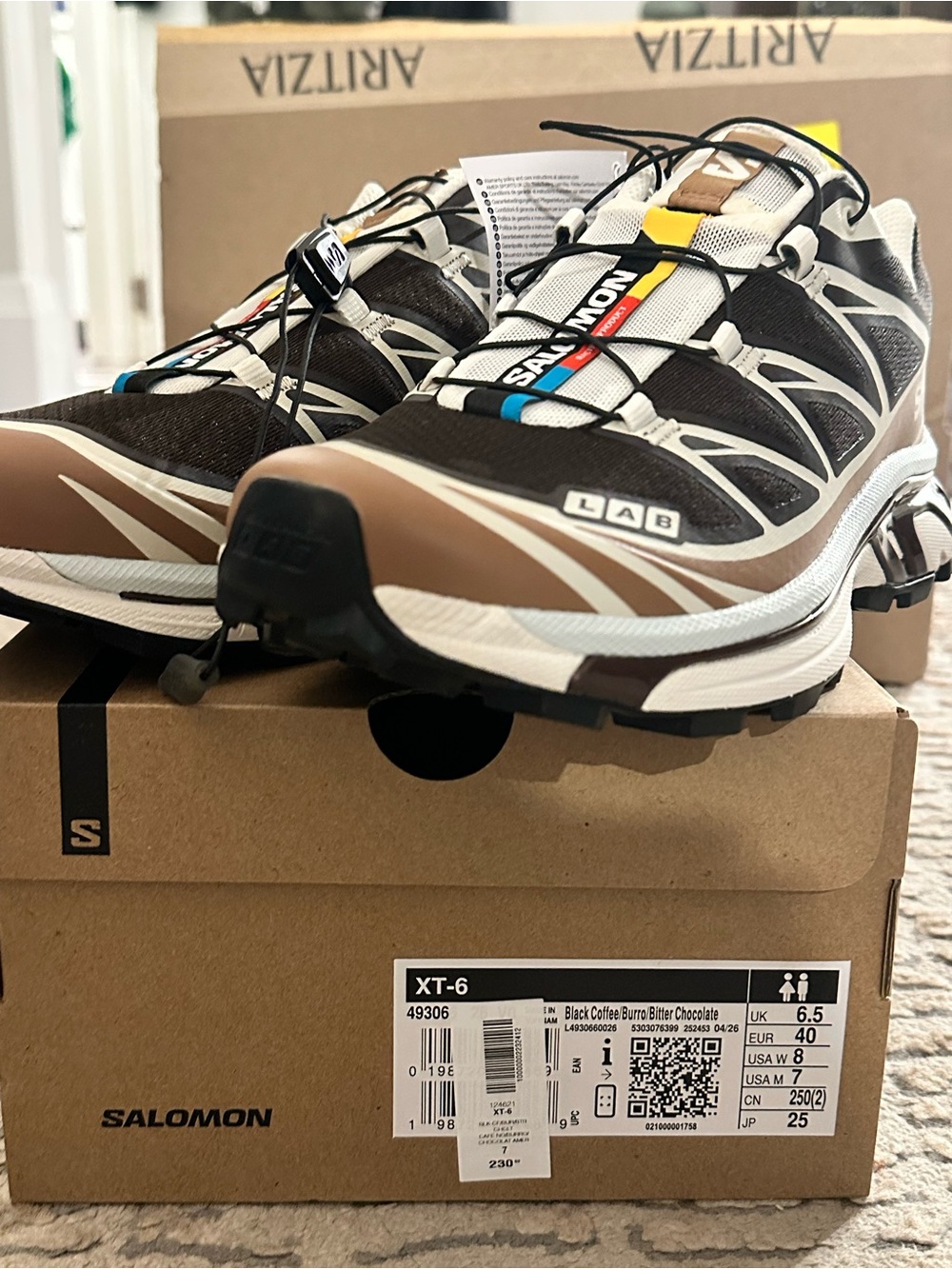 Salomon XT-6 Women's Trail Sneakers — blackcoffee/burro/bitterchocolate